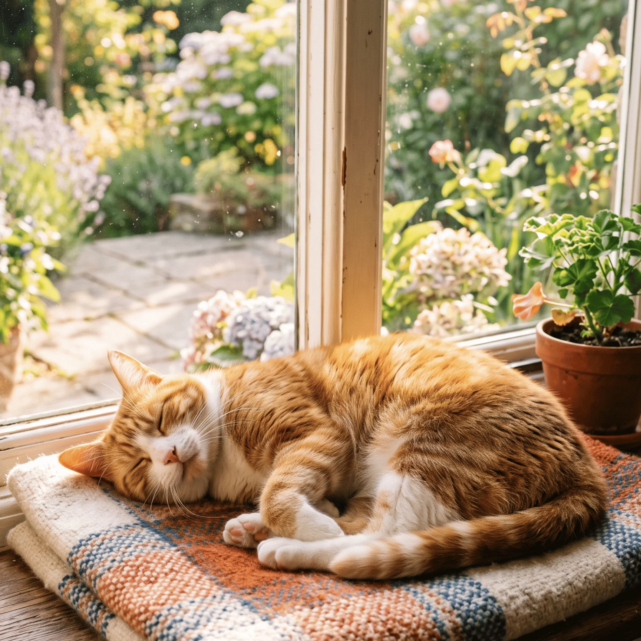 Happy cat in sunny afternoon